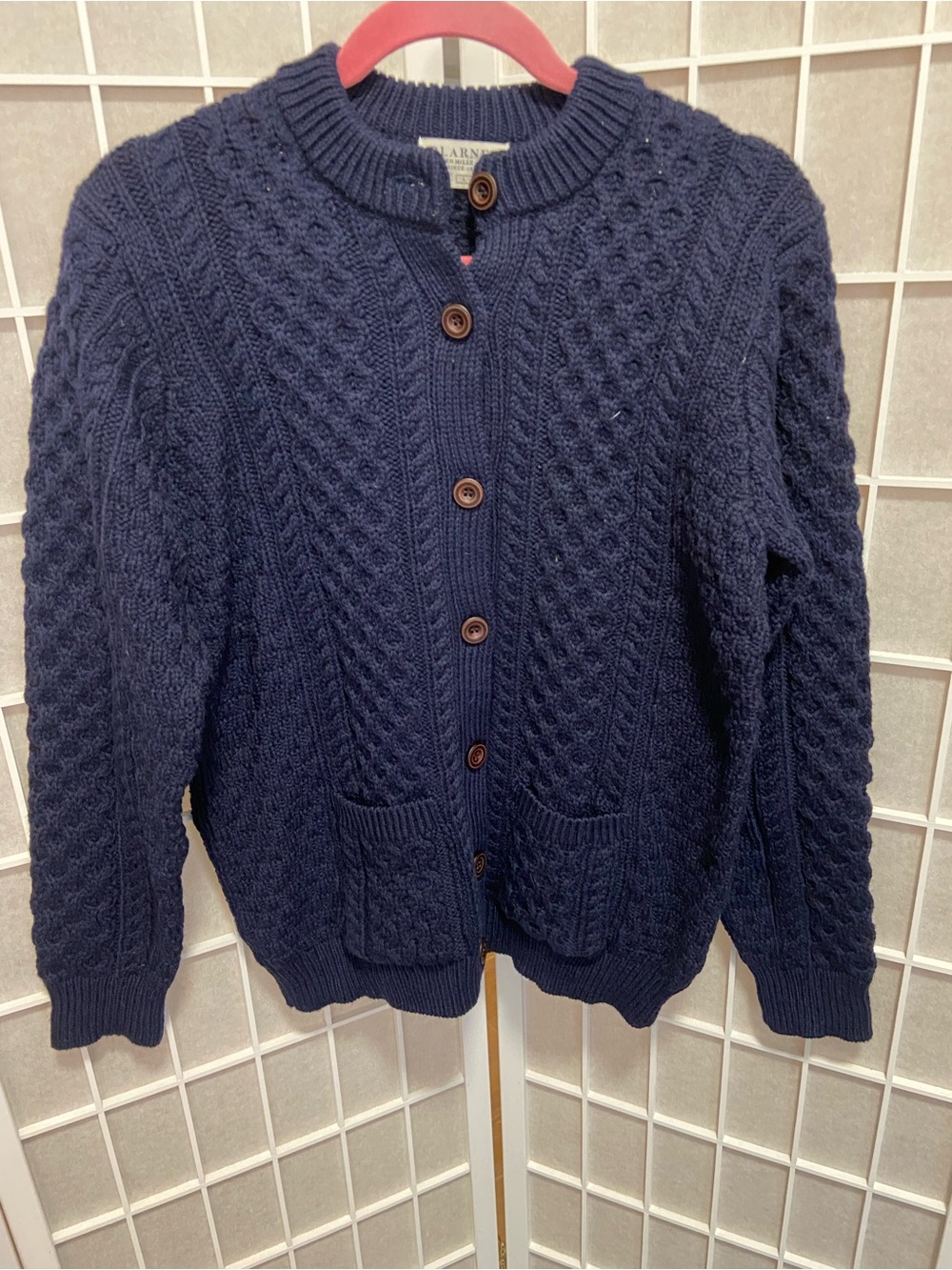 Like New Vintage 100% Blarney Wool Cable Knit Cardigan